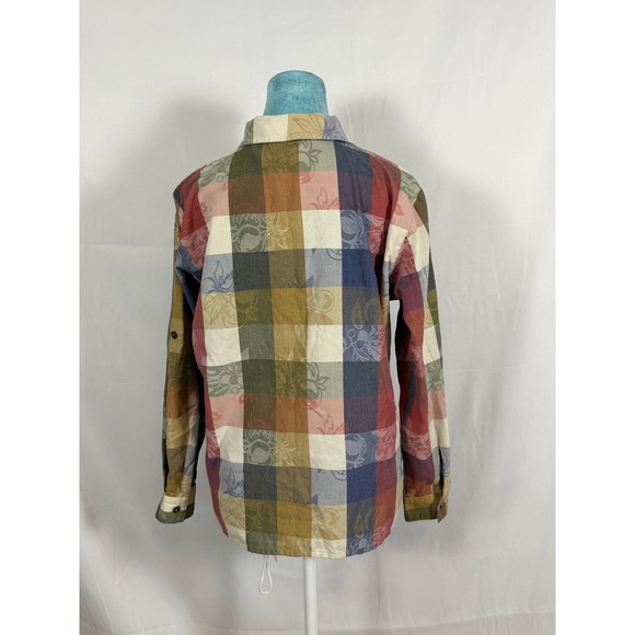 Alfred Dunner Womens 6P Multicolor Plaid Floral Jacquard Button Down Shirt Top - Picture 2 of 6